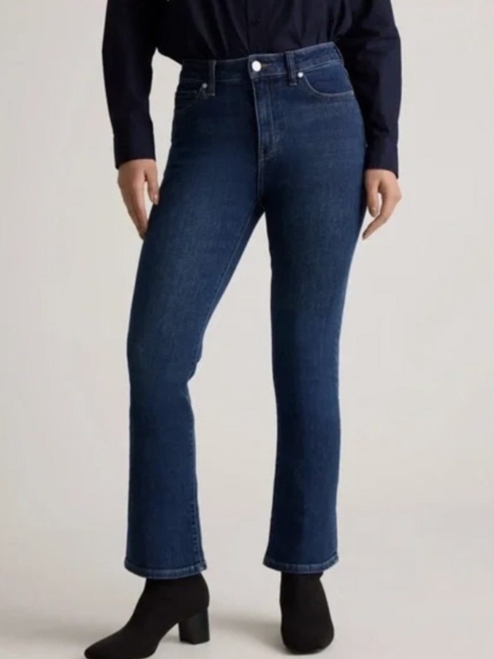 Quince Bella Stretch Kick Flare Jeans in Deep Rinse Sz 27